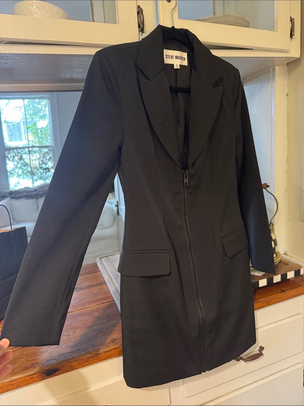 Steve Madden Black Zip-Front Mini Blazer Dress